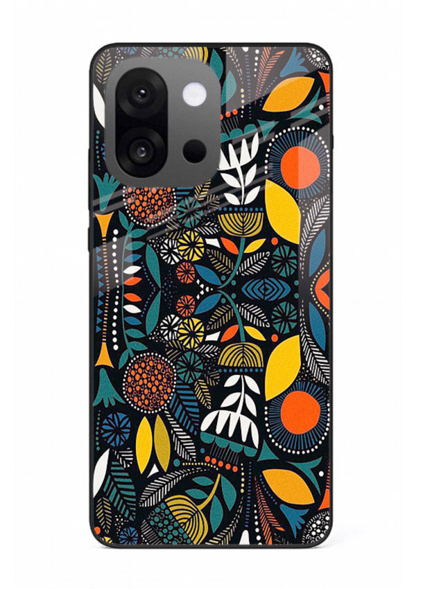 Tribal Botanical Art earthy tribal botanical pattern OnePlus 13s glass back cover