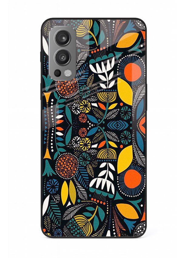 Tribal Botanical Art earthy tribal botanical pattern OnePlus Nord 2 glass back cover