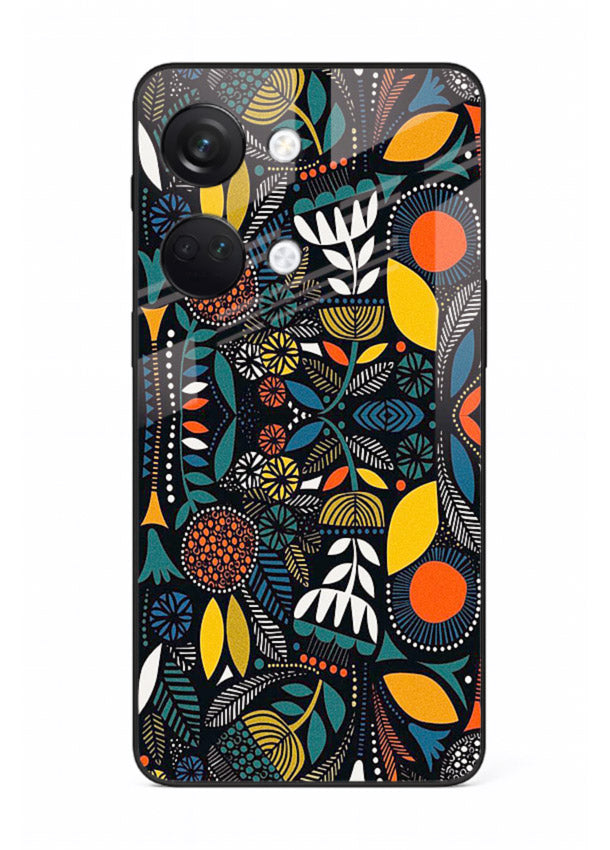 Tribal Botanical Art earthy tribal botanical pattern OnePlus Nord 3 glass back cover