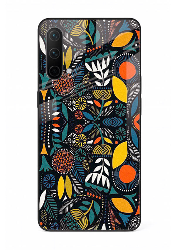 Tribal Botanical Art earthy tribal botanical pattern OnePlus Nord CE 5G glass back cover