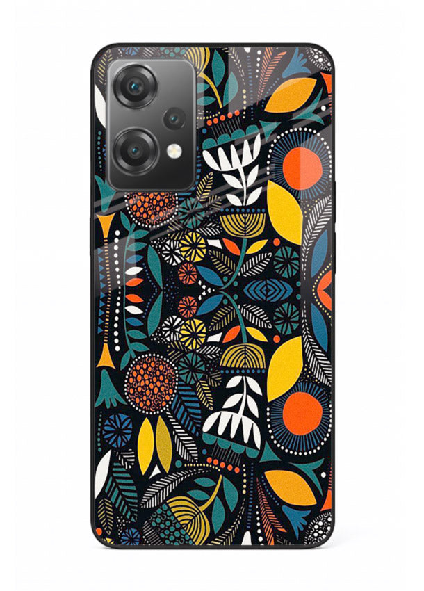 Tribal Botanical Art earthy tribal botanical pattern OnePlus Nord CE2 Lite 5G glass back cover