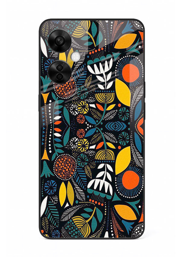 Tribal Botanical Art earthy tribal botanical pattern OnePlus Nord CE3 Lite glass back cover
