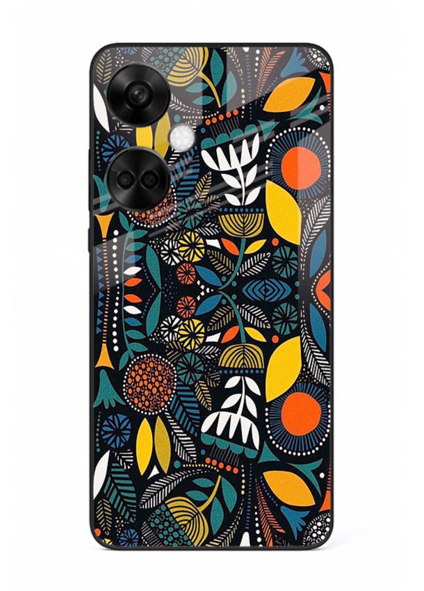 Tribal Botanical Art earthy tribal botanical pattern OnePlus Nord CE3 glass back cover