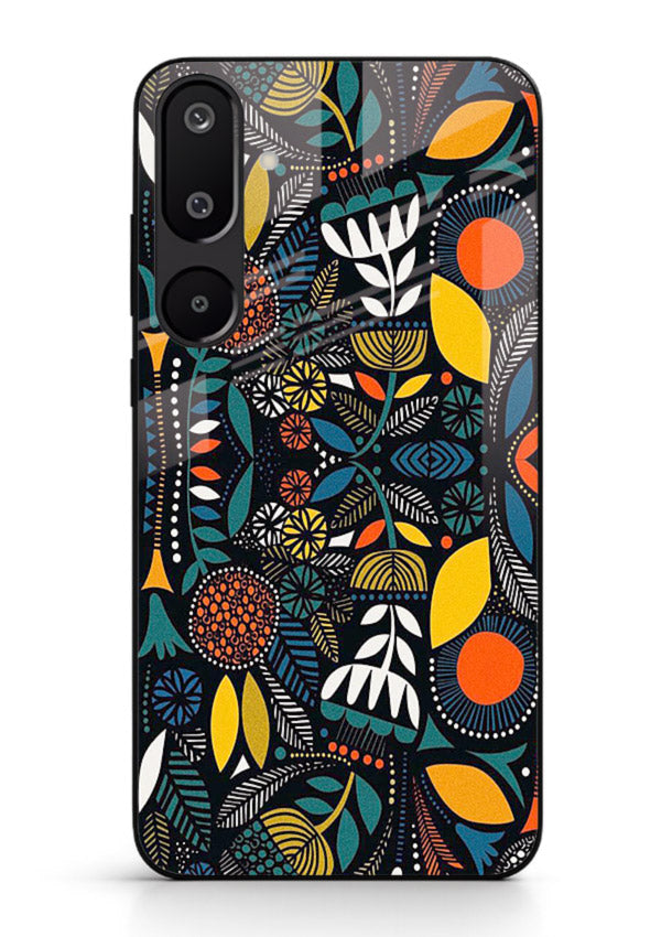 Tribal Botanical Art earthy tribal botanical pattern Samsung M16 5G glass back cover