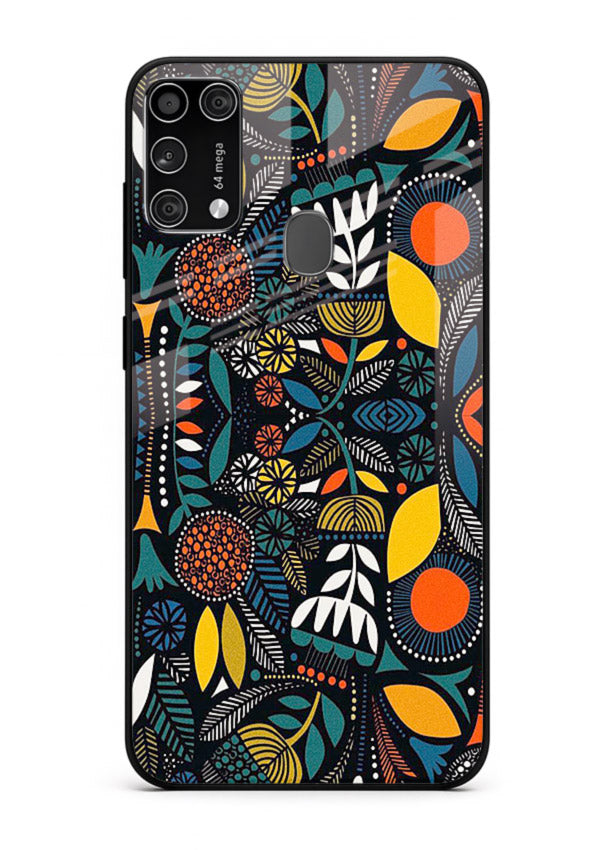 Tribal Botanical Art earthy tribal botanical pattern Samsung M31 Prime glass back cover