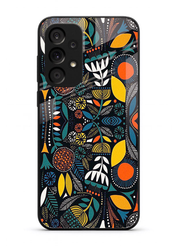Tribal Botanical Art earthy tribal botanical pattern Samsung M32 5G glass back cover