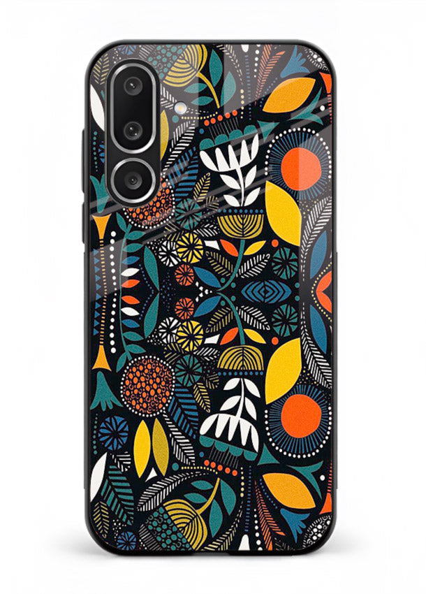 Tribal Botanical Art earthy tribal botanical pattern Samsung M36 5G glass back cover