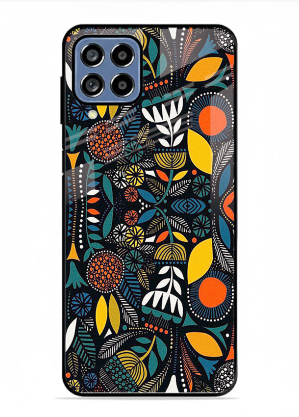 Tribal Botanical Art earthy tribal botanical pattern Samsung F22 4G glass back cover