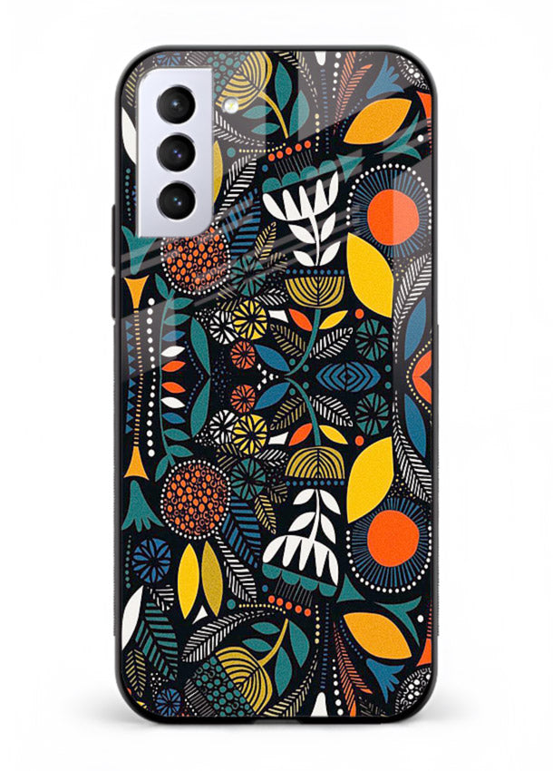 Tribal Botanical Art earthy tribal botanical pattern Samsung S21 Plus glass back cover