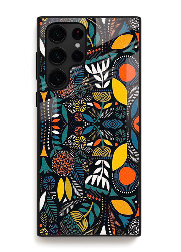 Tribal Botanical Art earthy tribal botanical pattern Samsung S25 Ultra glass back cover