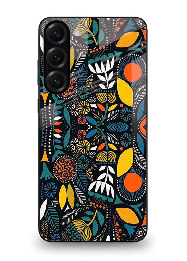 Tribal Botanical Art earthy tribal botanical pattern Samsung S23 glass back cover