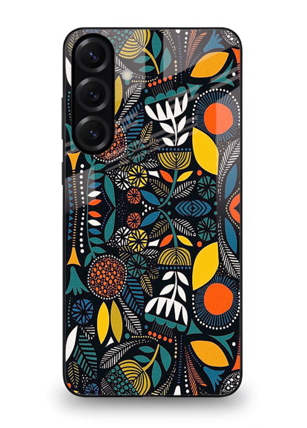 Tribal Botanical Art earthy tribal botanical pattern Samsung A56 5G glass back cover