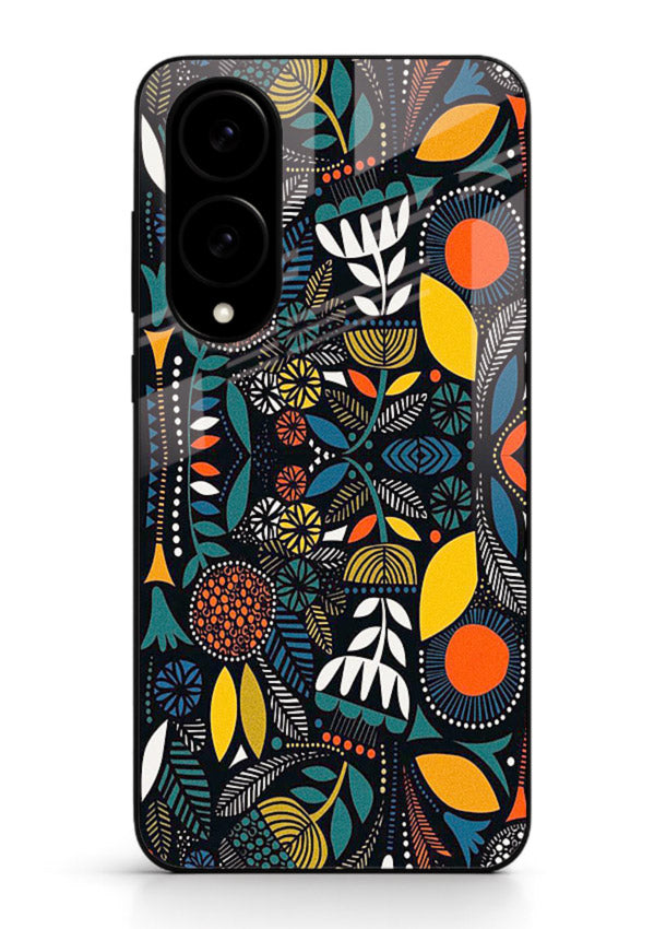 Tribal Botanical Art earthy tribal botanical pattern Samsung S25 Edge glass back cover