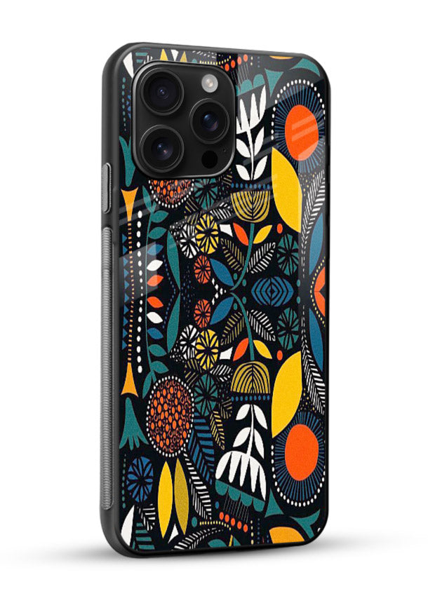 Tribal Botanical Art earthy tribal botanical pattern glossy vibrant premium glass back cover - Angle Side