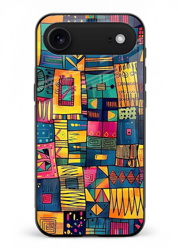 Tribal Patchwork Colors vibrant geometric pattern iphone 18 air glass back cover