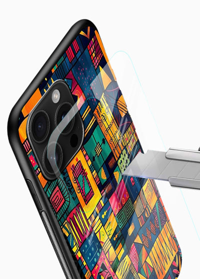Tribal Patchwork Colors vibrant geometric pattern glossy vibrant premium glass back cover - Angle Blade