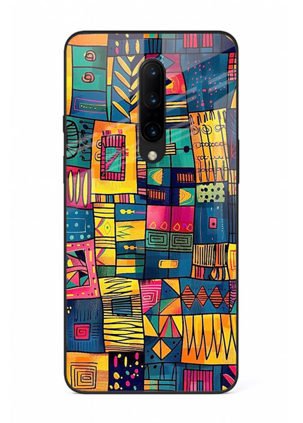 Tribal Patchwork Colors vibrant geometric pattern OnePlus 7 Pro glass back cover