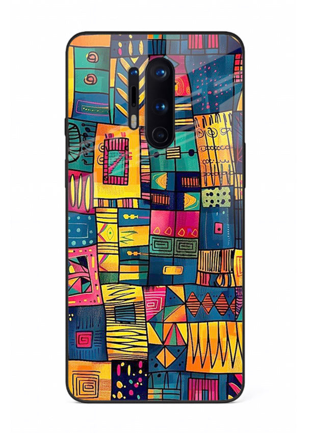 Tribal Patchwork Colors vibrant geometric pattern OnePlus 8 Pro glass back cover