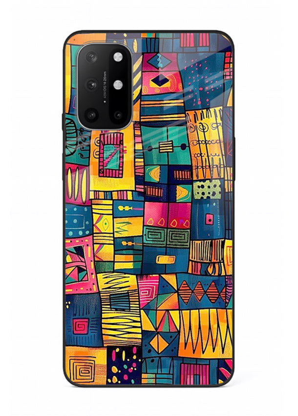 Tribal Patchwork Colors vibrant geometric pattern OnePlus 8T glass back cover