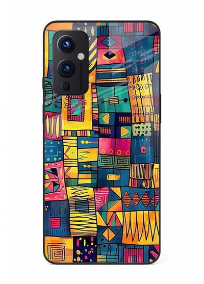 Tribal Patchwork Colors vibrant geometric pattern OnePlus 9 Pro glass back cover