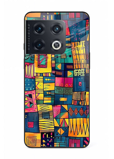 Tribal Patchwork Colors vibrant geometric pattern OnePlus 10 Pro glass back cover