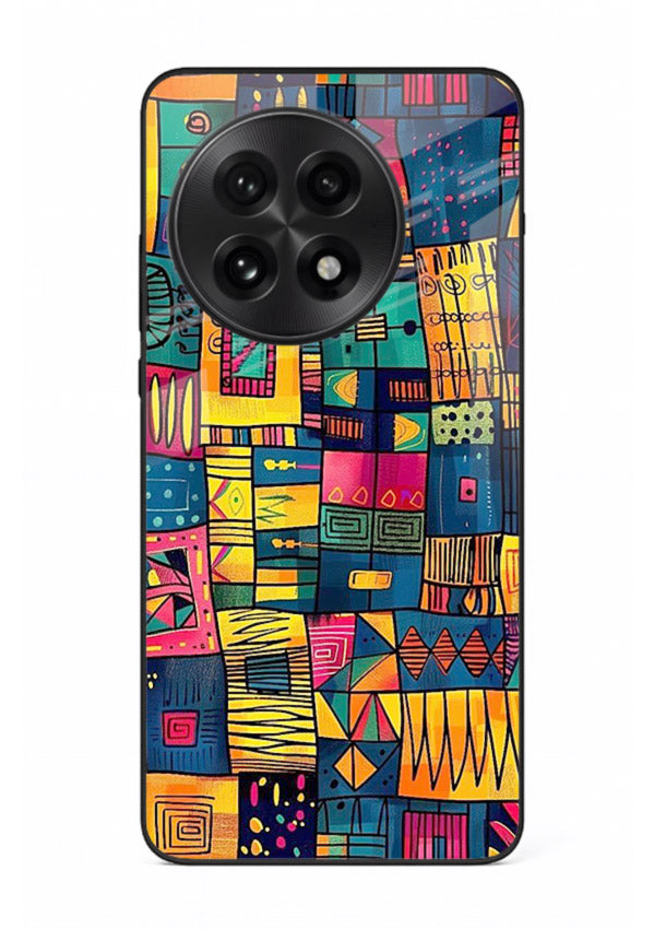 Tribal Patchwork Colors vibrant geometric pattern OnePlus 13 glass back cover