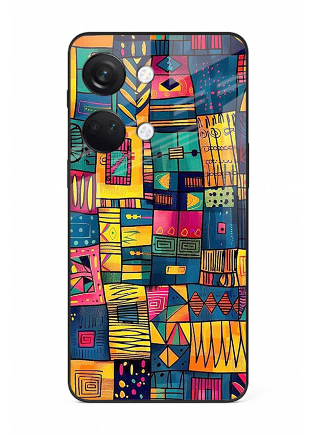 Tribal Patchwork Colors vibrant geometric pattern OnePlus Nord 3 glass back cover