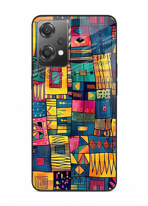 Tribal Patchwork Colors vibrant geometric pattern OnePlus Nord CE2 Lite 5G glass back cover