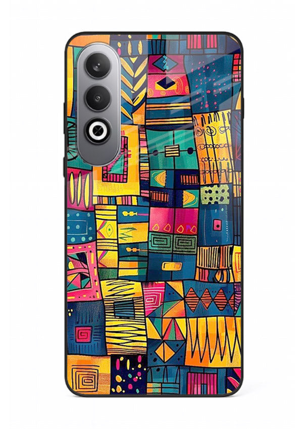 Tribal Patchwork Colors vibrant geometric pattern OnePlus Nord CE4 glass back cover
