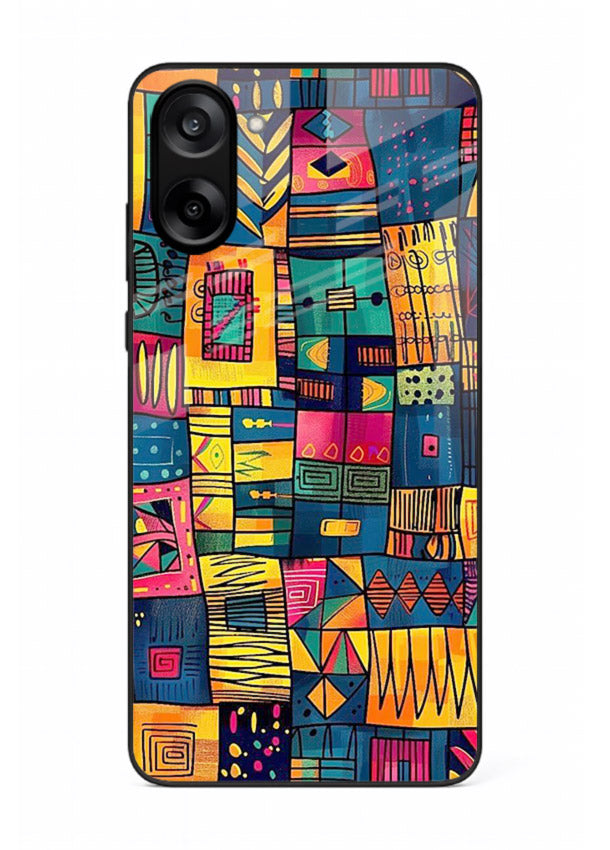 Tribal Patchwork Colors vibrant geometric pattern OnePlus Nord CE5 glass back cover