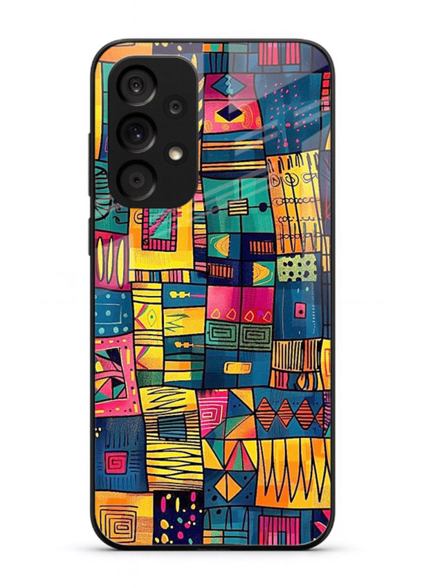 Tribal Patchwork Colors vibrant geometric pattern Samsung A73 5G glass back cover