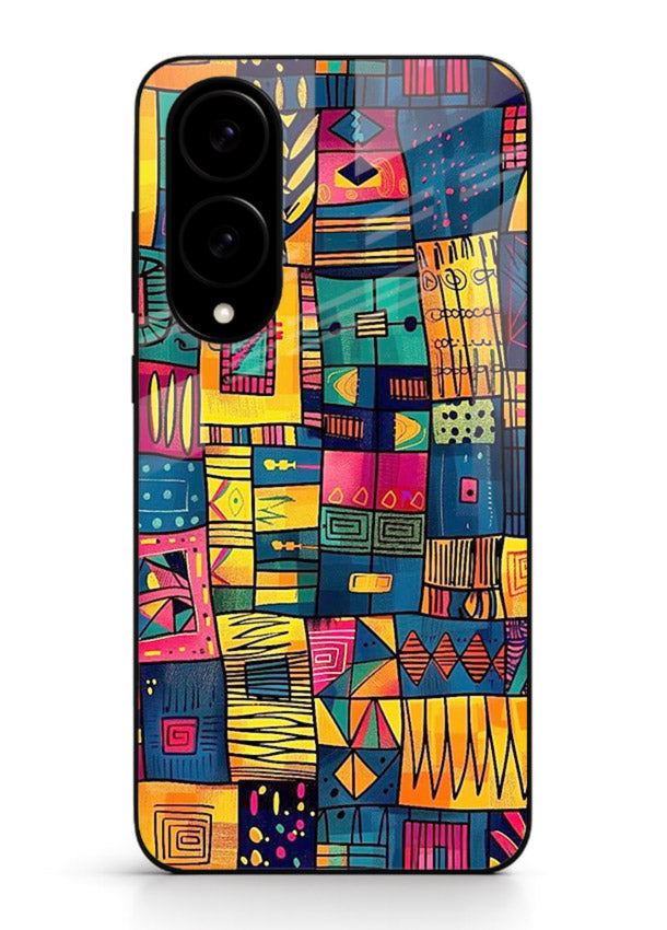 Tribal Patchwork Colors vibrant geometric pattern Samsung S25 Edge glass back cover