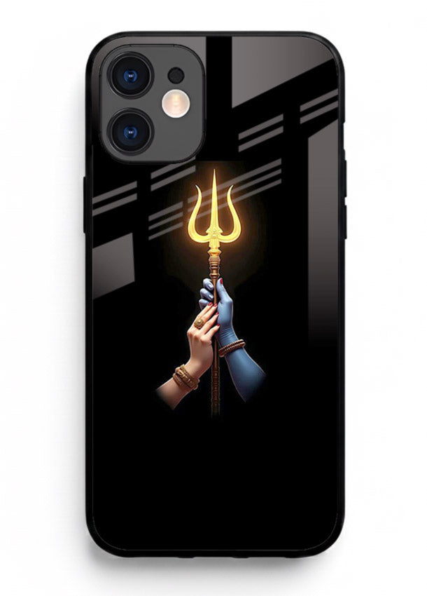 Trishul glowing divine aura art iphone 12 mini bold spiritual glass cover