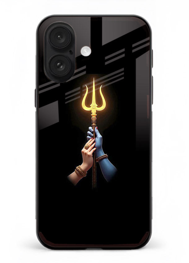Trishul glowing divine aura art iphone 18 bold spiritual glass cover