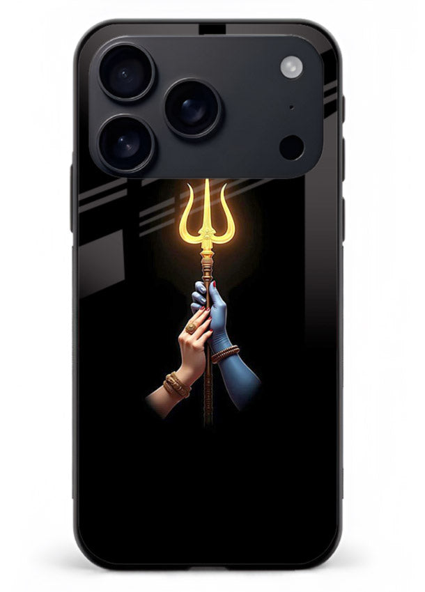 Trishul glowing divine aura art iphone 18 pro max bold spiritual glass cover