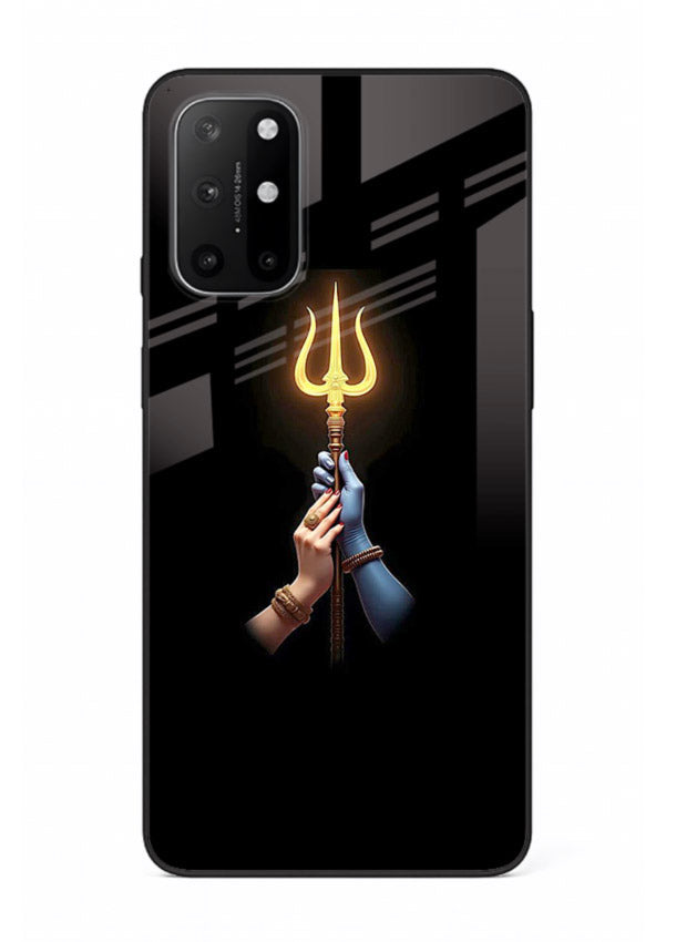 Trishul glowing divine aura art OnePlus 8T bold spiritual glass cover