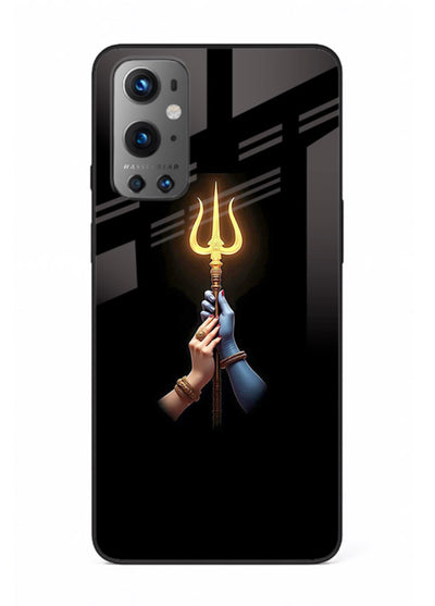 Trishul glowing divine aura art OnePlus 9 bold spiritual glass cover