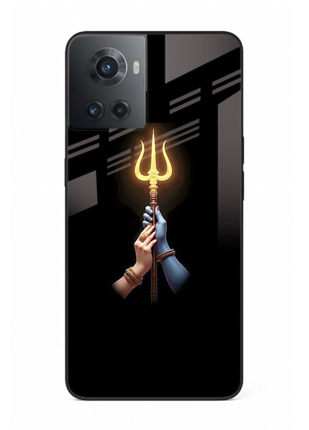 Trishul glowing divine aura art OnePlus 10R bold spiritual glass cover