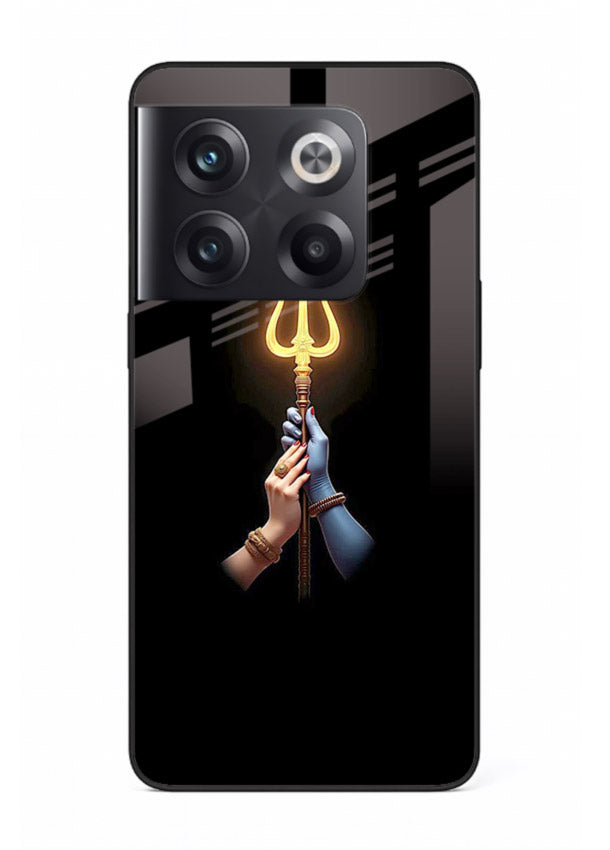 Trishul glowing divine aura art OnePlus 10T bold spiritual glass cover