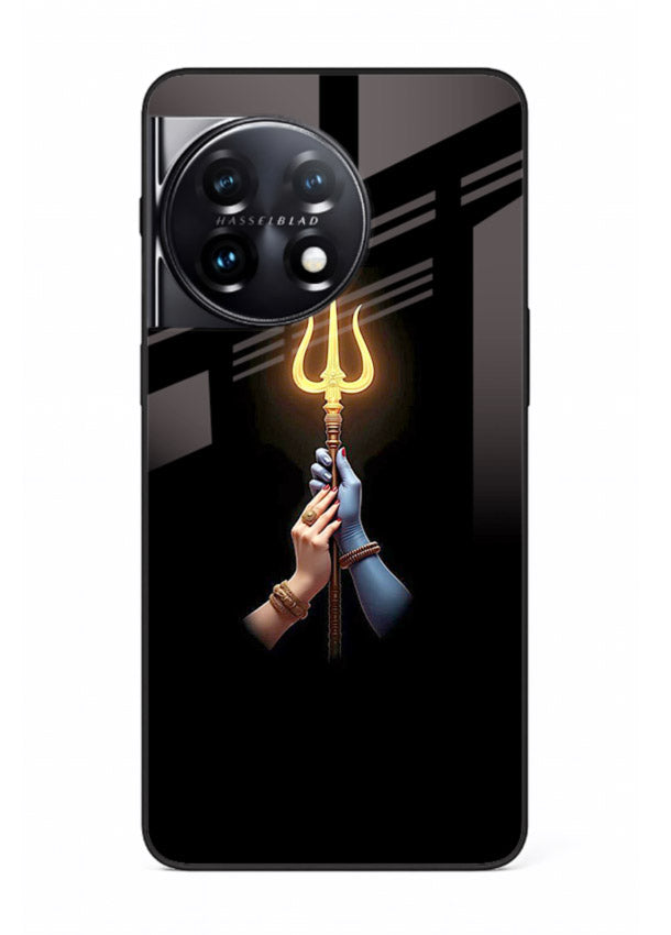 Trishul glowing divine aura art OnePlus 11R bold spiritual glass cover