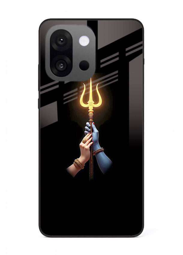 Trishul glowing divine aura art OnePlus 13s bold spiritual glass cover
