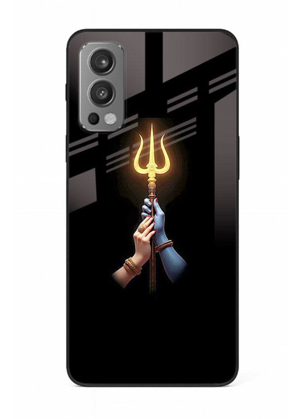 Trishul glowing divine aura art OnePlus Nord 2 bold spiritual glass cover