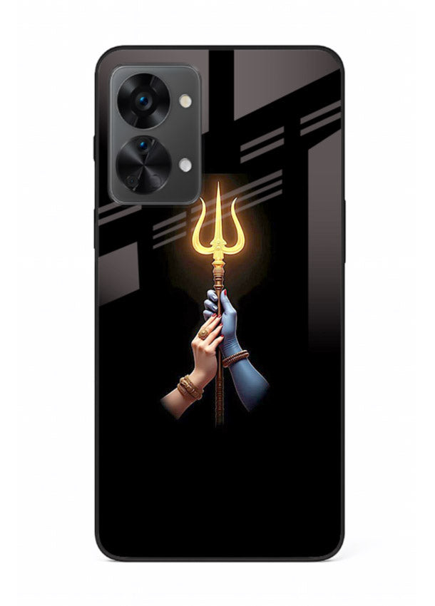 Trishul glowing divine aura art OnePlus Nord 2T bold spiritual glass cover