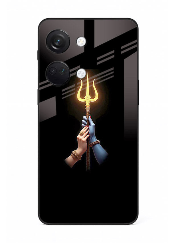 Trishul glowing divine aura art OnePlus Nord 3 bold spiritual glass cover