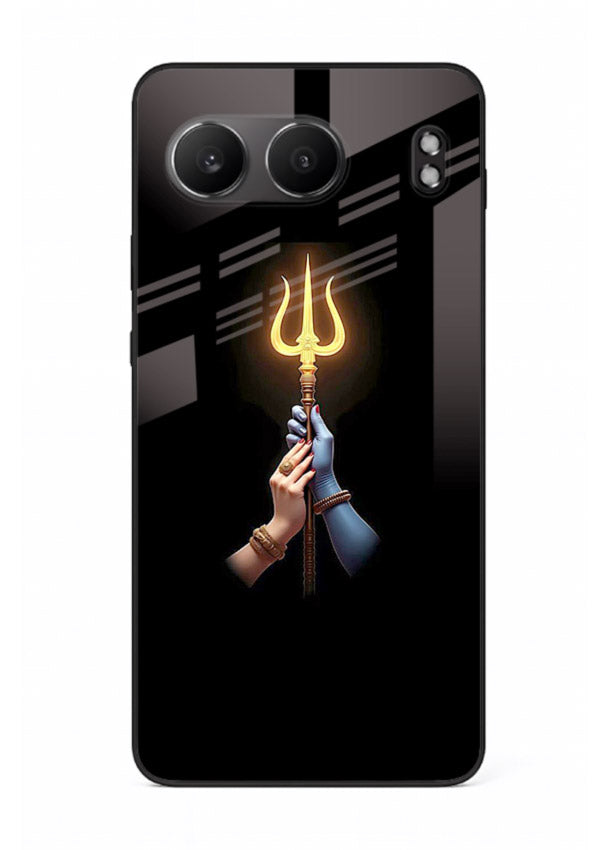 Trishul glowing divine aura art OnePlus Nord 4 bold spiritual glass cover