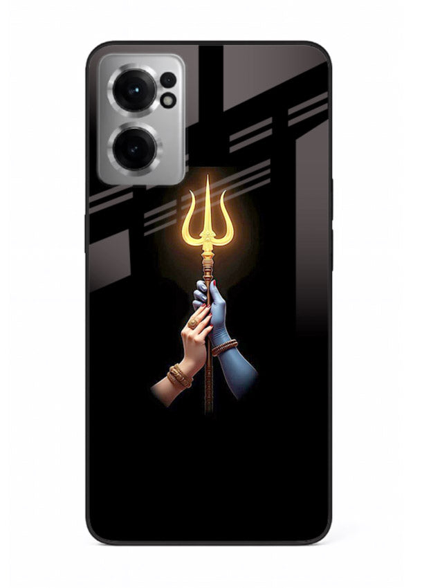 Trishul glowing divine aura art OnePlus Nord CE2 5G bold spiritual glass cover