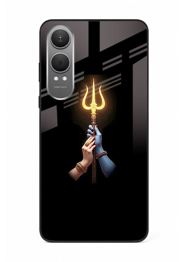 Trishul glowing divine aura art OnePlus Nord CE4 Lite bold spiritual glass cover