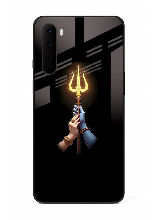 Trishul glowing divine aura art OnePlus Nord bold spiritual glass cover
