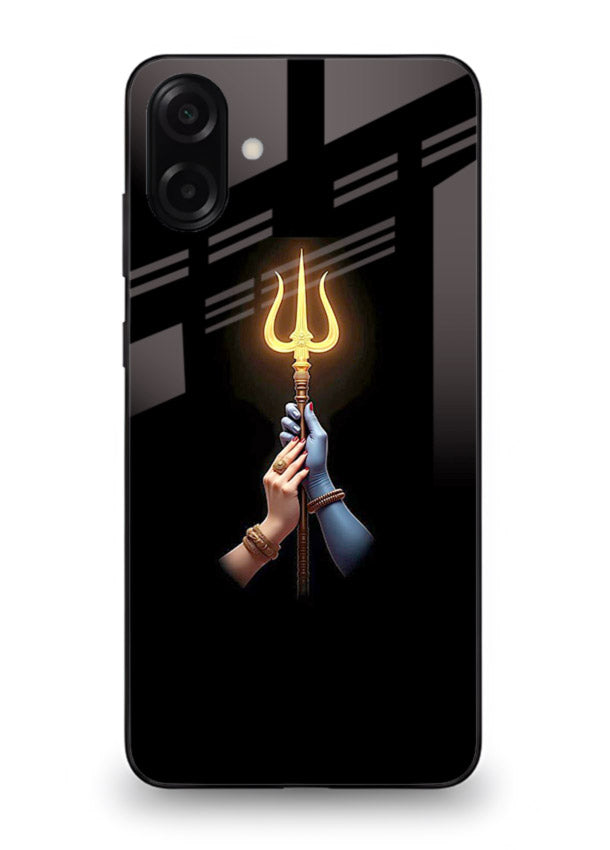 Trishul glowing divine aura art Samsung A07 4G bold spiritual glass cover