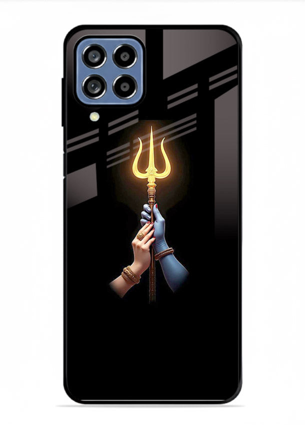 Trishul glowing divine aura art Samsung A22 4G bold spiritual glass cover